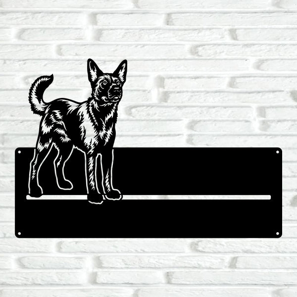 Australian Kelpie Street Address Sign Version 3 - Metal Dogs