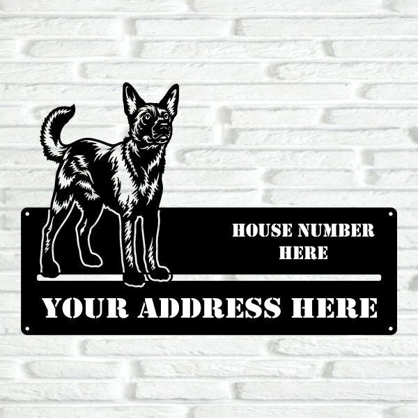 Australian Kelpie Street Address Sign Version 3 - Metal Dogs
