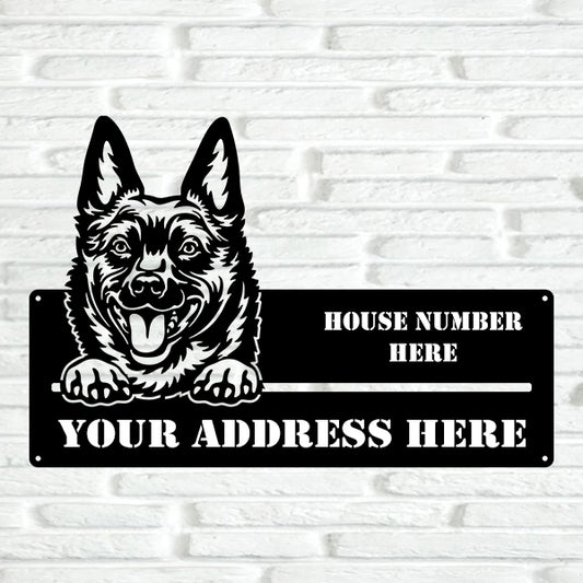 Australian Kelpie Street Address Sign Version 4 - Metal Dogs