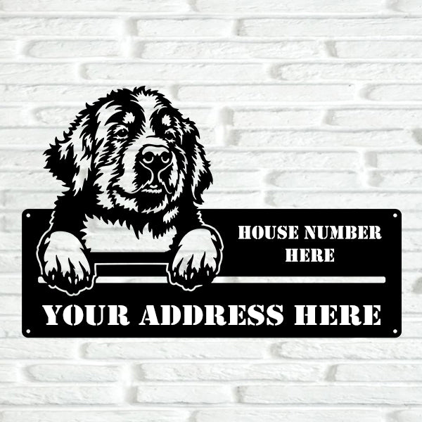 Bernese Mountain Dog Street Address Sign - Metal Dogs