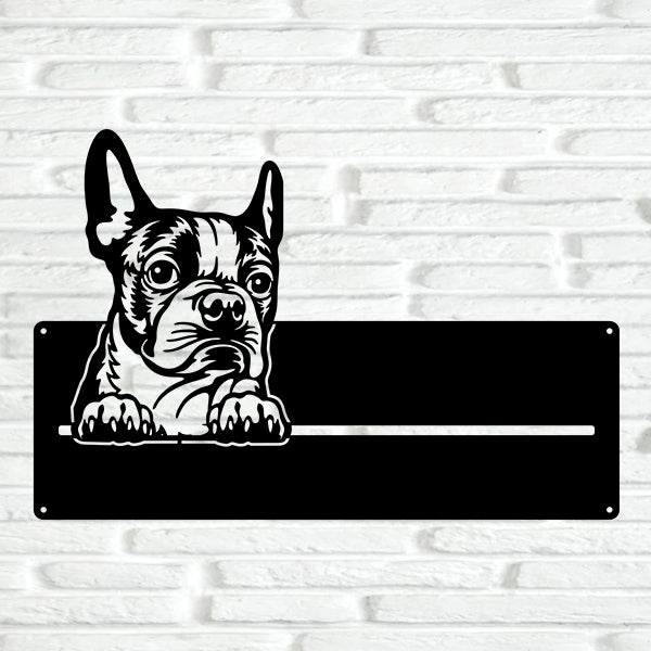 Boston Terrier Street Address Sign Version 4