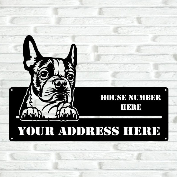 Boston Terrier Street Address Sign Version 4