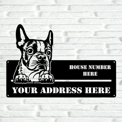 Boston Terrier Street Address Sign Version 4