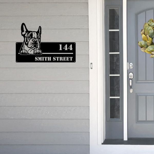 Boston Terrier Street Address Sign Version 4