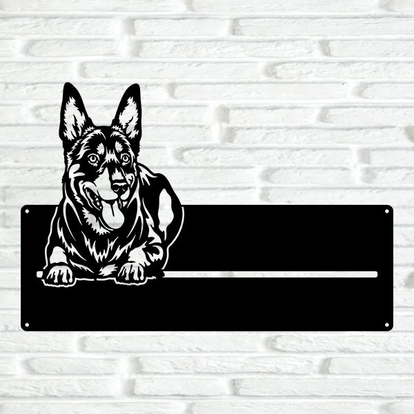 Australian Kelpie Street Address Sign Version 2 - Metal Dogs