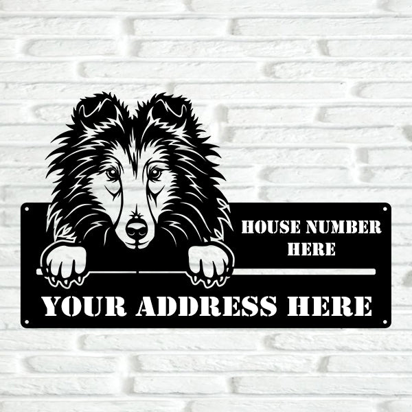 Shetland Sheep Dog Street Address Sign (Sheltie)