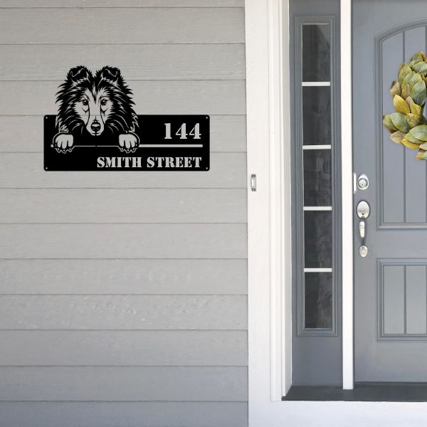 Shetland Sheep Dog Street Address Sign (Sheltie)