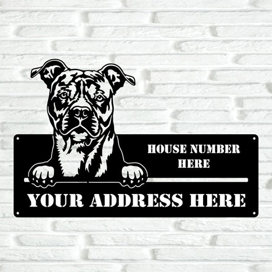 American Staffordshire Terrier Street Address Sign - Metal Dogs