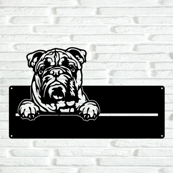 Australian Bulldog Street Address Sign - Metal Dogs
