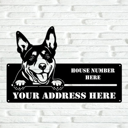 Australian Kelpie Street Address Sign - Metal Dogs