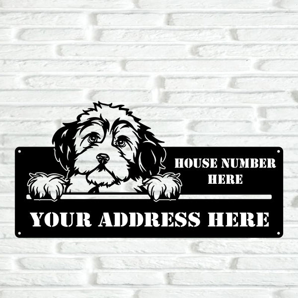 Bichon Frisé Street Address Sign - Metal Dogs