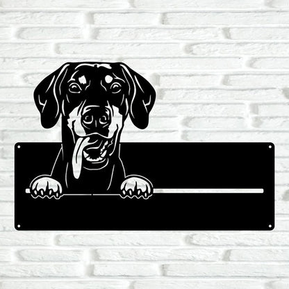 Dobermann Street Address Sign - Metal Dogs