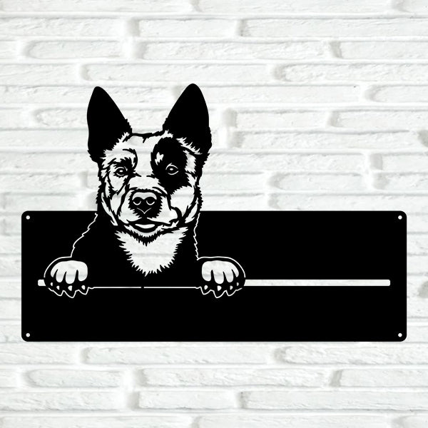 Blue Heeler (Australian Cattle Dog) Street Address Sign - Metal Dogs