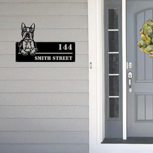 Boston Terrier Street Address Sign