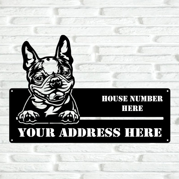 Boston Terrier Street Address Sign Version 2