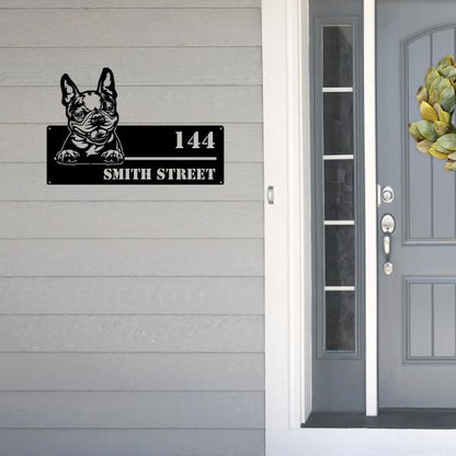 Boston Terrier Street Address Sign Version 2