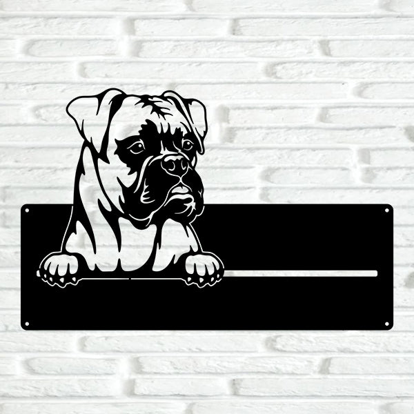 Boxer Street Address Sign - Metal Dogs