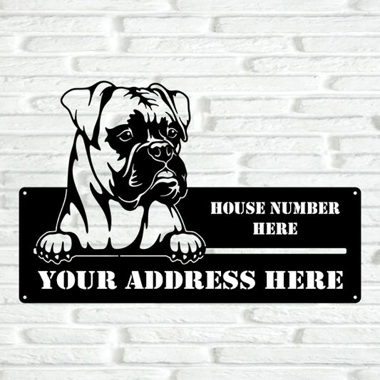 Boxer Street Address Sign - Metal Dogs