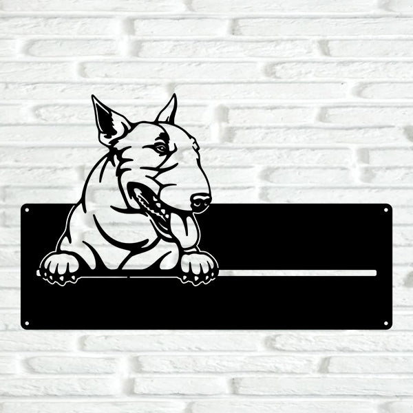 Bull Terrier Street Address Sign - Metal Dogs