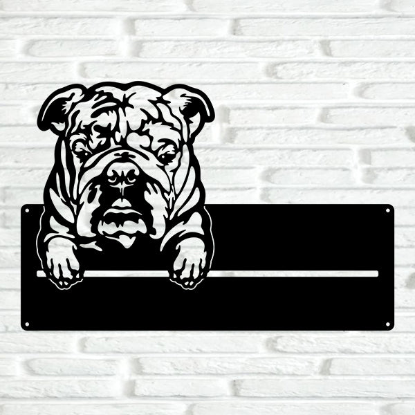 Bulldog Street Address Sign - Metal Dogs
