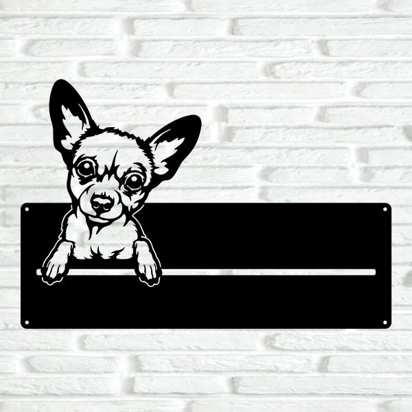 Chihuahua Street Address Sign - Metal Dogs