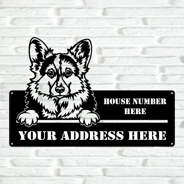 Corgi Street Address Sign - Metal Dogs