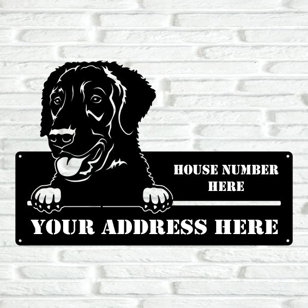 Curly Coated Retriever Street Address Sign - Metal Dogs