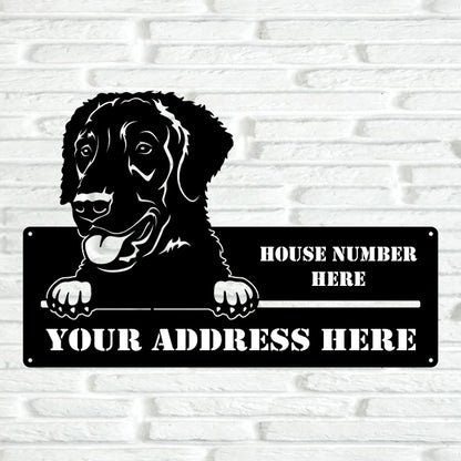 Curly Coated Retriever Street Address Sign - Metal Dogs