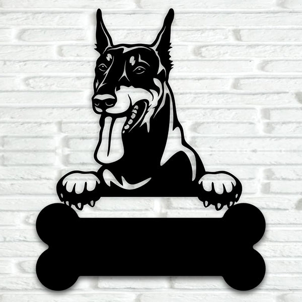 Dobermann Cropped Ears Metal Art - Metal Dogs