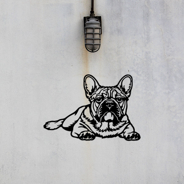 French Bulldog Lying Down Metal Art - Metal Dogs
