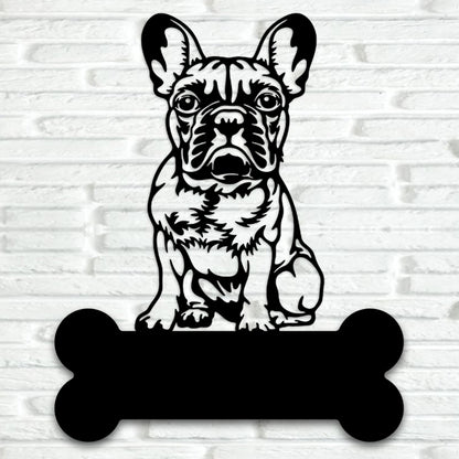 French Bulldog Sitting Down Metal Art - Metal Dogs