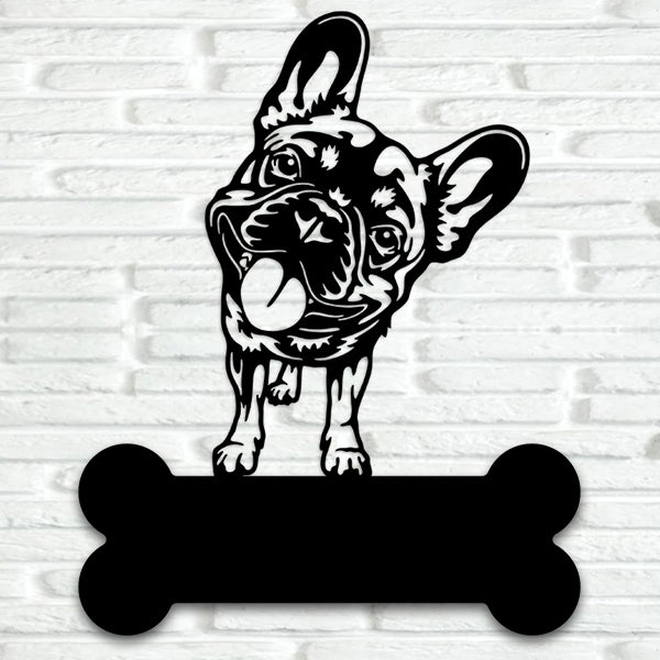 French Bulldog Standing Metal Art - Metal Dogs