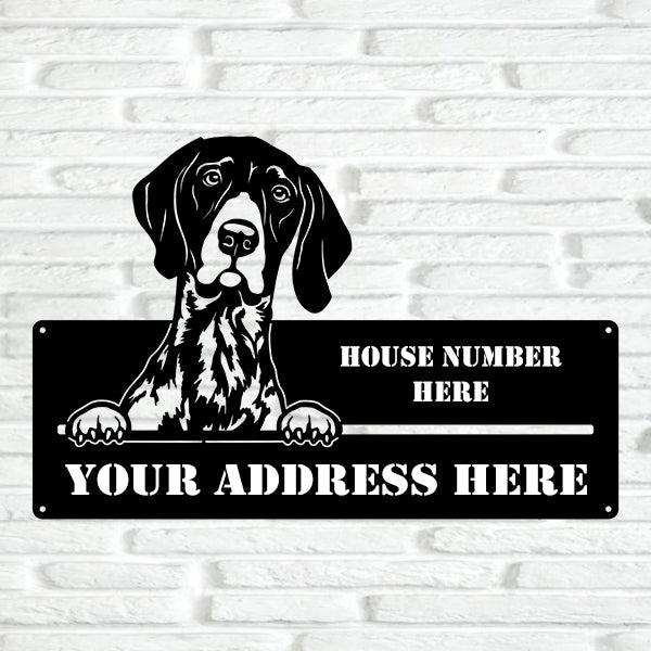 German Shorthaired Pointer Street Address Sign - Metal Dogs