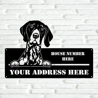 German Shorthaired Pointer Street Address Sign - Metal Dogs