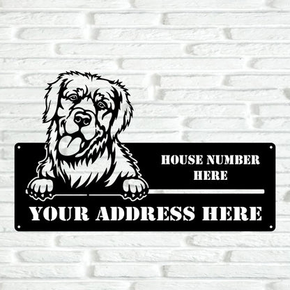 Golden Retriever Version 3 Street Address Sign - Metal Dogs