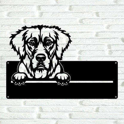 Golden Retriever Street Address Sign - Metal Dogs