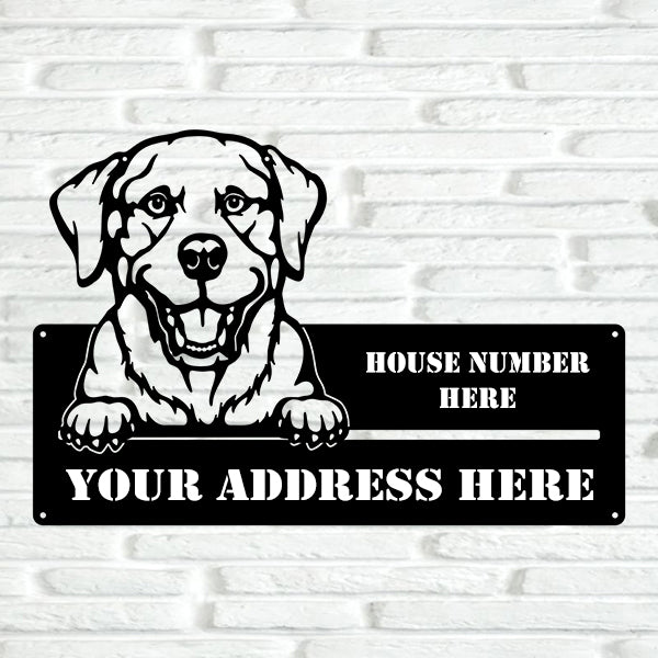 Labrador Street Address Sign - Metal Dogs