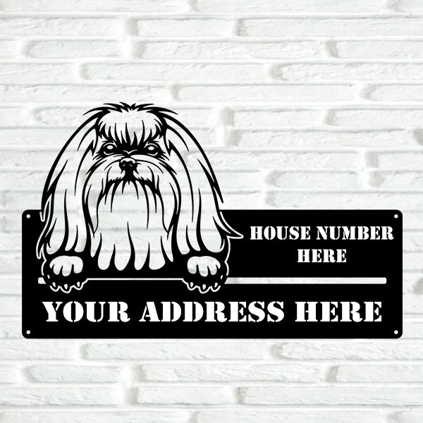 Maltese Street Address Sign - Metal Dogs