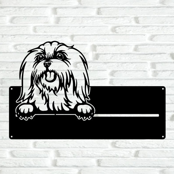 Maltese Street Address Sign Version 3 - Metal Dogs