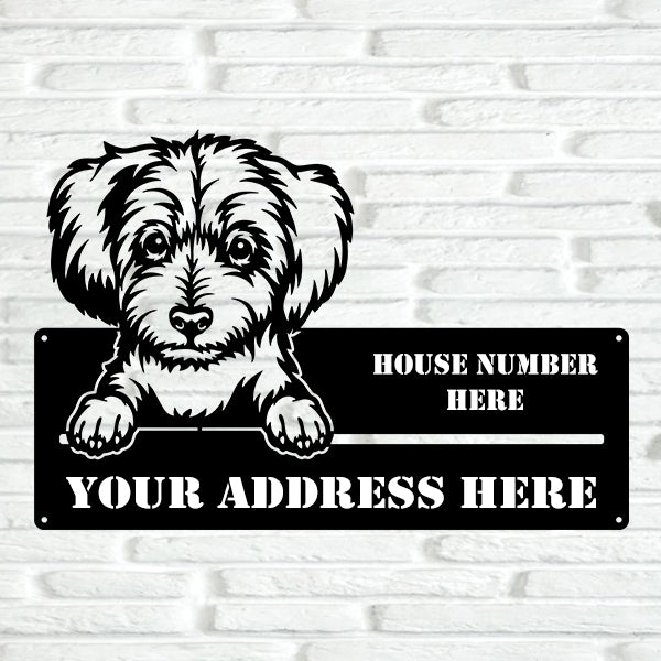 Maltese Street Address Sign Version 4 - Metal Dogs