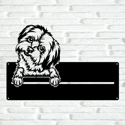 Maltese Street Address Sign Version 5 - Metal Dogs