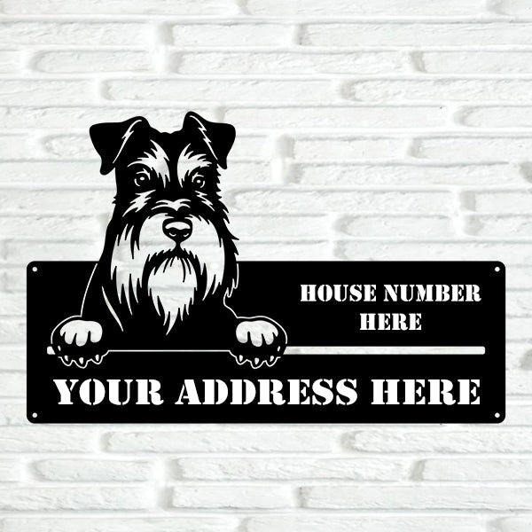 Miniature Schnauzer Street Address Sign - Metal Dogs