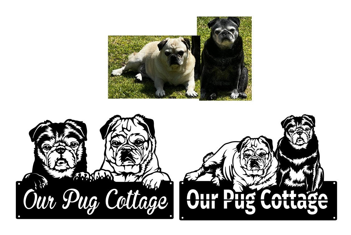 Custom Pug Art - Personalized Pug Signs