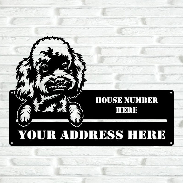 Poodle Street Address Sign - Metal Dogs