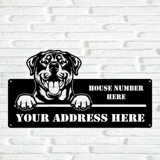 Rottweiler Street Address Sign - Metal Dogs