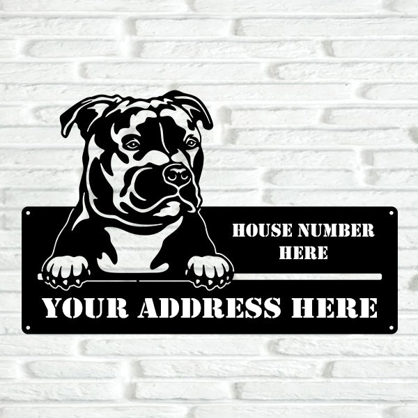Staffordshire Bull Terrier Street Address Sign - Metal Dogs