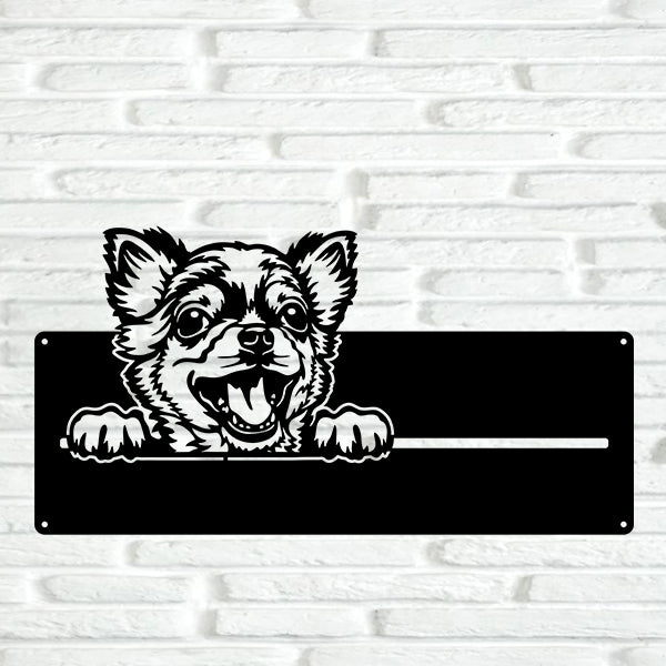 Chihuahua Street Address Sign Version 2 - Metal Dogs