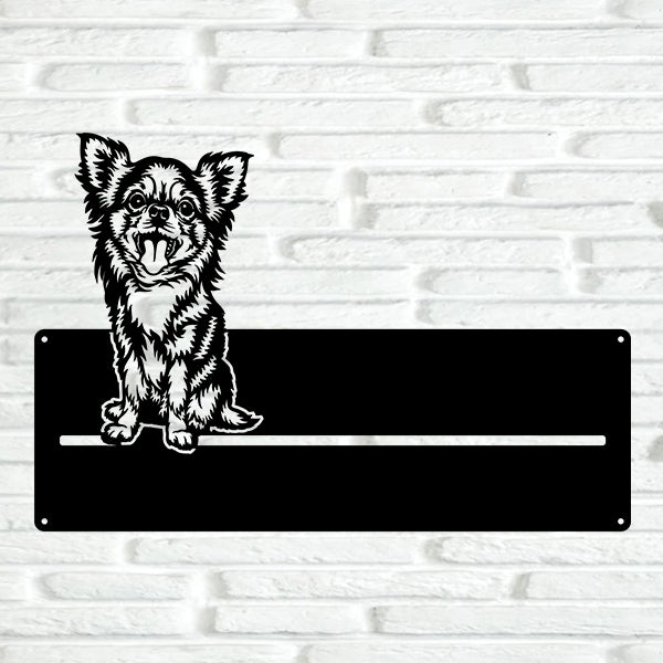 Chihuahua Street Address Sign Version 5 - Metal Dogs