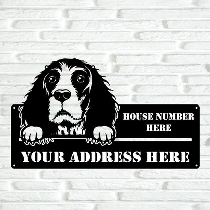 English Springer Spanial Street Address Sign - Metal Dogs