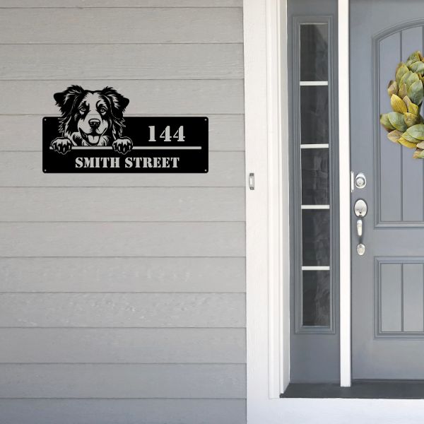 Australian Terrier Street Address Sign - Metal Dogs